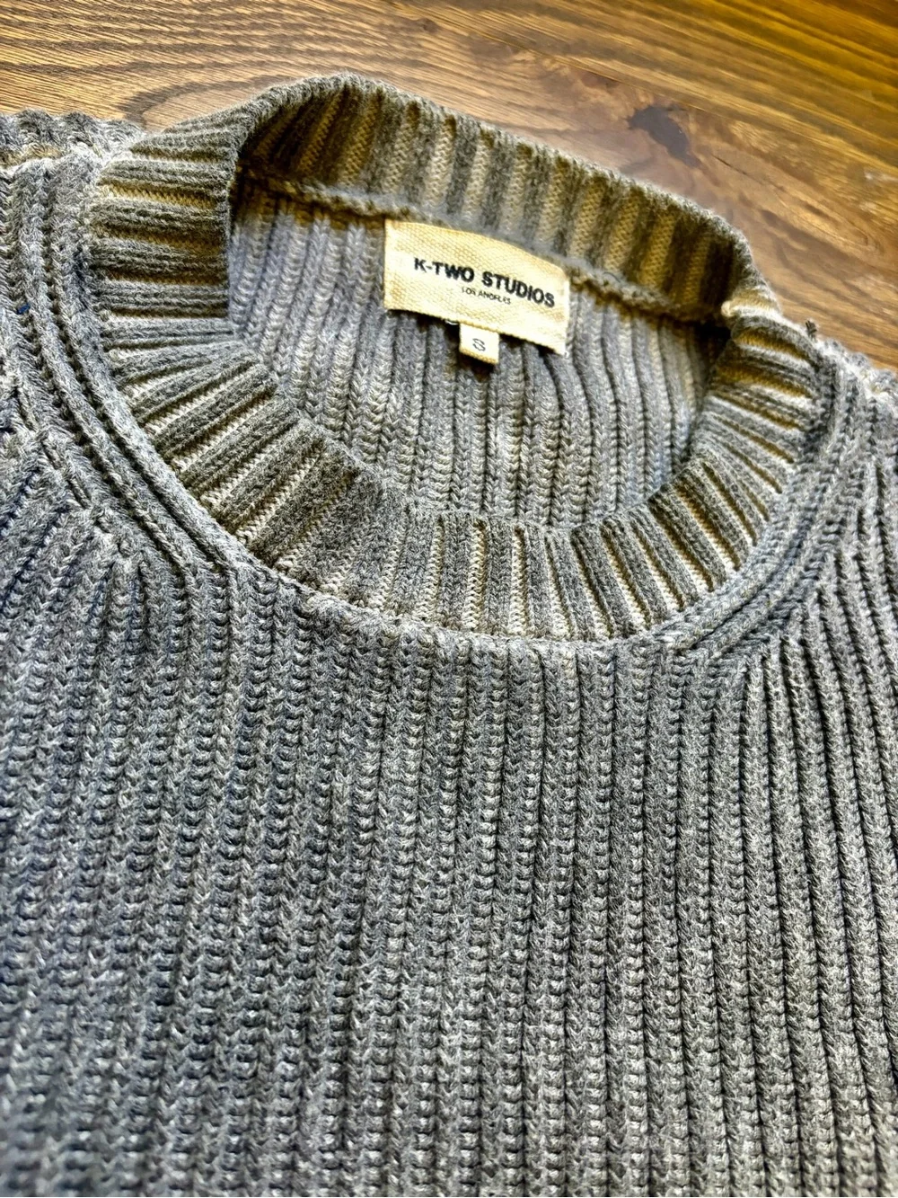 Men's Ribbed Crewneck Sweater in Gray